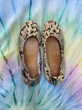 Tieks Beige and Black Snake-Print Ballet Flats